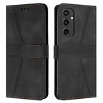 For Samsung Galaxy S24 FE 5G Triangle Solid Color Leather Phone Case(Black)