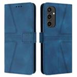 For Samsung Galaxy S24 FE 5G Triangle Solid Color Leather Phone Case(Blue)