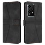 For Honor 200 Lite Global Triangle Solid Color Leather Phone Case(Black)