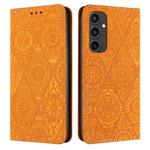 For Samsung Galaxy S24 FE 5G Ethnic Embossed Adsorption Leather Phone Case(Yellow)