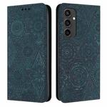 For Samsung Galaxy S24 FE 5G Ethnic Embossed Adsorption Leather Phone Case(Blue)