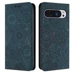 For Google Pixel 9 / 9 Pro Ethnic Embossed Adsorption Leather Phone Case(Blue)