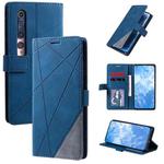 For Xiaomi Mi 10 5G / Mi 10 Pro 5G Skin Feel Splicing Horizontal Flip Leather Case with Holder & Card Slots & Wallet & Photo Frame(Blue)