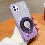 For Realme C20 / C20A / C11 2021 Plated Gradient Glitter Round Holder TPU Phone Case(Purple)