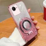 For Realme C30S / C30 Plated Gradient Glitter Round Holder TPU Phone Case(Pink)