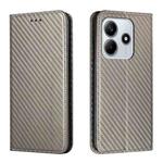 For Redmi Note 14 5G Carbon Fiber Texture Magnetic Flip Leather Phone Case(Grey)