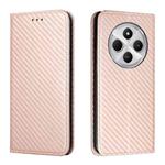 For Redmi A4 5G Carbon Fiber Texture Magnetic Flip Leather Phone Case(Rose Gold)