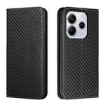 For Redmi Note 14 4G 163.25mm Carbon Fiber Texture Magnetic Flip Leather Phone Case(Black)