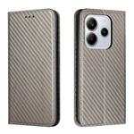 For Redmi Note 14 4G 163.25mm Carbon Fiber Texture Magnetic Flip Leather Phone Case(Grey)