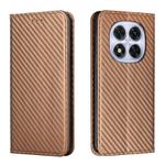 For Redmi Note 14 Pro 4G Carbon Fiber Texture Magnetic Flip Leather Phone Case(Brown)