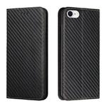 For iPhone 16e Carbon Fiber Texture Magnetic Flip Leather Phone Case(Black)