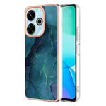 For Redmi 13 4G Electroplating Marble Dual-side IMD Phone Case(Green 017)