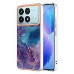 For Xiaomi Poco F6 Pro 5G Electroplating Marble Dual-side IMD Phone Case(Purple 016)