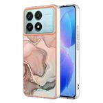 For Xiaomi Poco F6 Pro 5G Electroplating Marble Dual-side IMD Phone Case(Rose Gold 015)