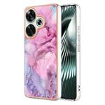 For Xiaomi Poco F6 5G Electroplating Marble Dual-side IMD Phone Case(Pink 013)