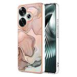 For Xiaomi Poco F6 5G Electroplating Marble Dual-side IMD Phone Case(Rose Gold 015)