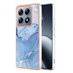 For Xiaomi 14T Electroplating Marble Dual-side IMD Phone Case(Blue 018)