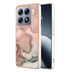 For Xiaomi 14T Electroplating Marble Dual-side IMD Phone Case(Rose Gold 015)