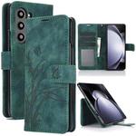 For Samsung Galaxy Z Fold6 Orchid Butterfly Embossed Leather Phone Case(Green)