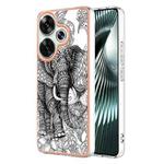 For Xiaomi Poco F6 5G Electroplating Marble Dual-side IMD Phone Case(Totem Elephant)