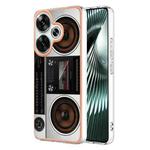 For Xiaomi Poco F6 5G Electroplating Marble Dual-side IMD Phone Case(Retro Radio)