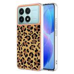 For Xiaomi Poco F6 Pro 5G Electroplating Marble Dual-side IMD Phone Case(Leopard Print)