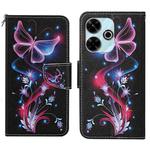 For Xiaomi Redmi 13 4G Colored Drawing Pattern Leather Phone Case(Fluorescent Butterfly)