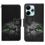 For Xiaomi Redmi 13 4G Colored Drawing Pattern Leather Phone Case(Black Cat)