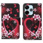 For Xiaomi Redmi 13 4G Colored Drawing Pattern Leather Phone Case(Red Heart)