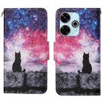 For Xiaomi Redmi 13 4G Colored Drawing Pattern Leather Phone Case(Star Sky Cat)