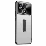 For Redmi K70 Ultra Frosted Metal Hybrid TPU Holder Phone Case(Silver)