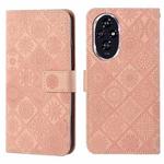 For Honor 200 Pro Ethnic Style Embossed Pattern Leather Phone Case(Pink)