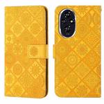 For Honor 200 Pro Ethnic Style Embossed Pattern Leather Phone Case(Yellow)