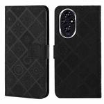 For Honor 200 Pro Ethnic Style Embossed Pattern Leather Phone Case(Black)