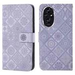 For Honor 200 Pro Ethnic Style Embossed Pattern Leather Phone Case(Purple)