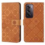 For OPPO Reno12 Pro Global Ethnic Style Embossed Pattern Leather Phone Case(Brown)