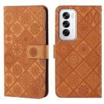 For OPPO Reno12 5G Global Ethnic Style Embossed Pattern Leather Phone Case(Brown)