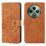 For OPPO Reno12 F Global Ethnic Style Embossed Pattern Leather Phone Case(Brown)