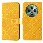 For OPPO Reno12 F Global Ethnic Style Embossed Pattern Leather Phone Case(Yellow)