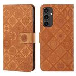 For Samsung Galaxy S24 FE 5G Ethnic Style Embossed Pattern Leather Phone Case(Brown)