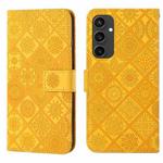 For Samsung Galaxy S24 FE 5G Ethnic Style Embossed Pattern Leather Phone Case(Yellow)