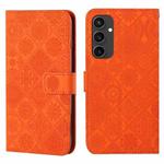 For Samsung Galaxy S24 FE 5G Ethnic Style Embossed Pattern Leather Phone Case(Orange)