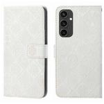 For Samsung Galaxy S24 FE 5G Ethnic Style Embossed Pattern Leather Phone Case(White)