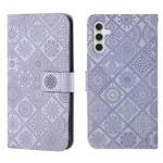 For Samsung Galaxy S25 5G Ethnic Style Embossed Pattern Leather Phone Case(Purple)