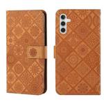 For Samsung Galaxy S25+ 5G Ethnic Style Embossed Pattern Leather Phone Case(Brown)