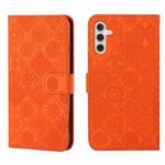 For Samsung Galaxy S25+ 5G Ethnic Style Embossed Pattern Leather Phone Case(Orange)