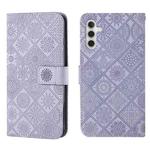 For Samsung Galaxy S25+ 5G Ethnic Style Embossed Pattern Leather Phone Case(Purple)