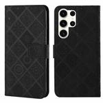 For Samsung Galaxy S25 Ultra 5G Ethnic Style Embossed Pattern Leather Phone Case(Black)