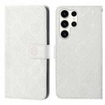 For Samsung Galaxy S25 Ultra 5G Ethnic Style Embossed Pattern Leather Phone Case(White)