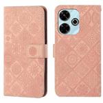 For Redmi 13 4G Ethnic Style Embossed Pattern Leather Phone Case(Pink)